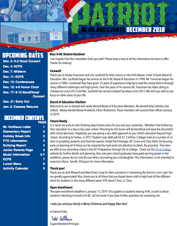December Newsletter