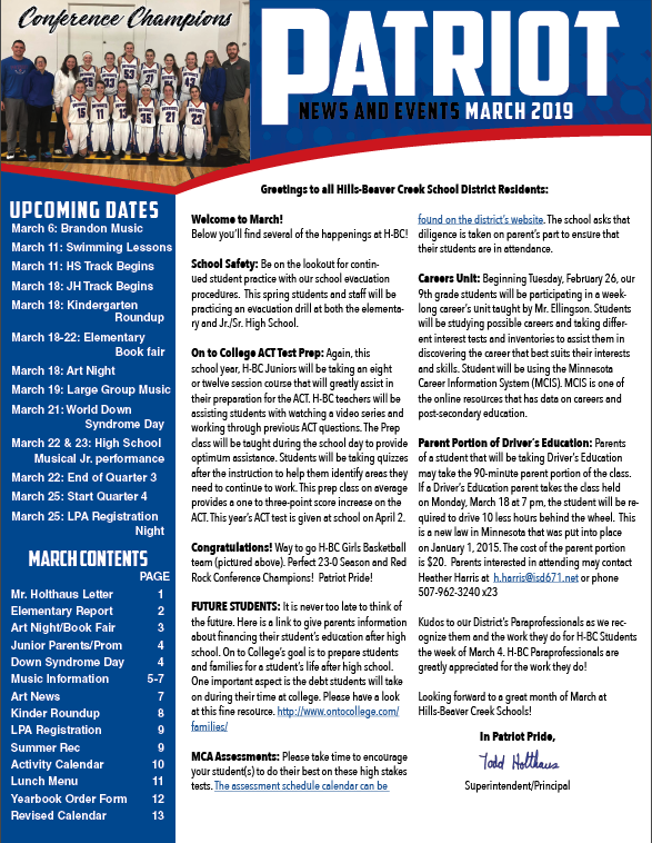March Newsletter Available